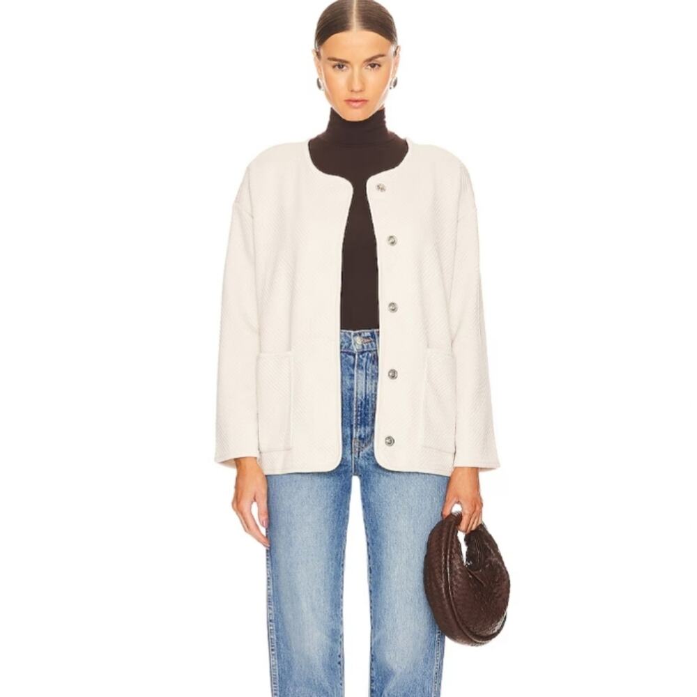Sanctuary Paris Quilted Textured Knit Jacket Eco Natural Collarless NWT Small - Picture 2 of 14